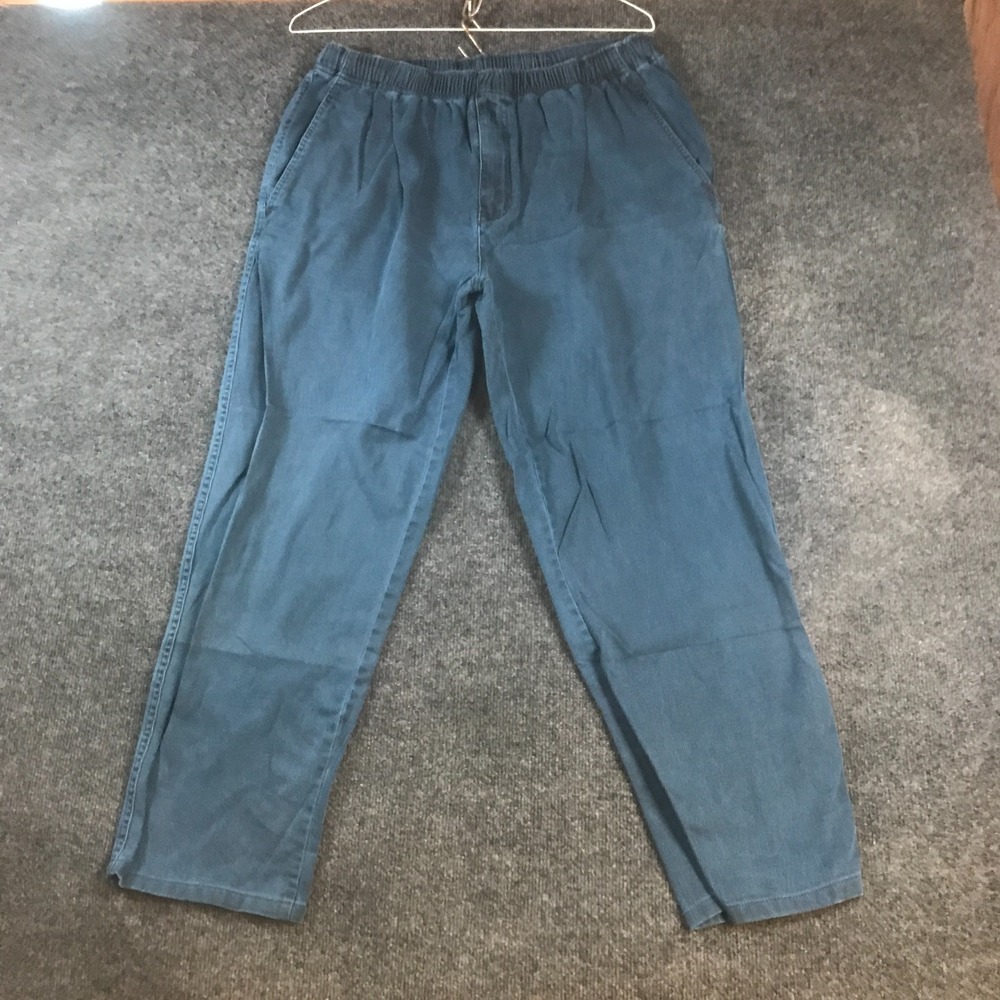 Territory Ahead Pants Mens 32x27.5 Blue Good Relaxed Pleated Elastic Waist 90s